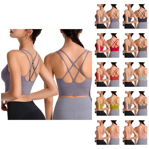 Sports Bras for Women Criss Cross Strappy Bra No Underwire Racerback Moisture Wicking Tank Top Bralettes Workout Bra