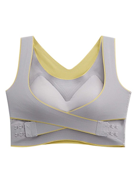 Sports Bras for Women Crossover Front Cream Longline Womens Bra Light Support Womens Bras Yoga