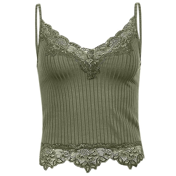 Sports Bras for Women - Fashion Women Solid Color Steel Rings Lace Pad Gathering Camisole integrated Type Daily Bra - Army Green