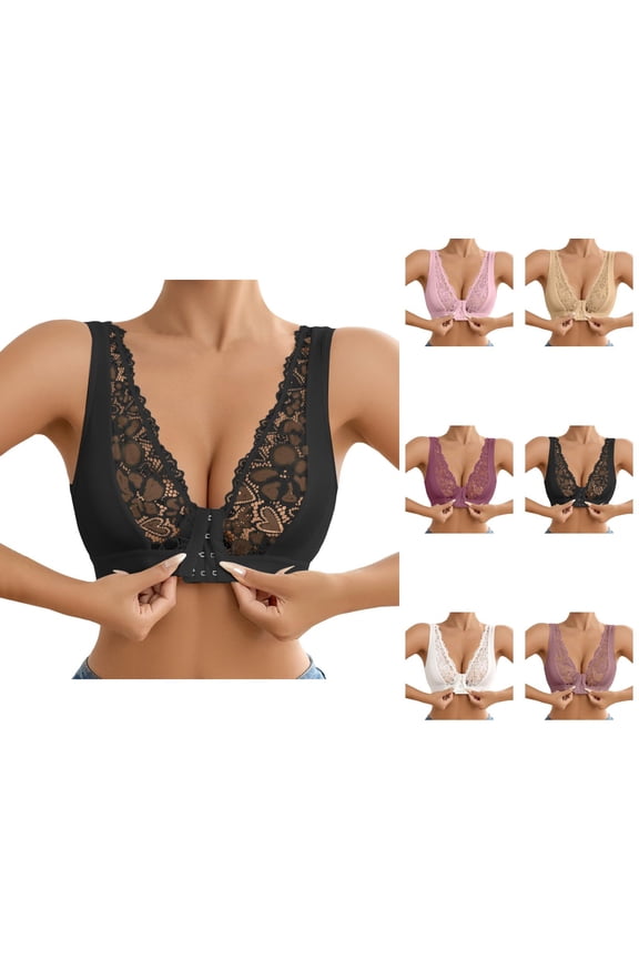 Sports Bras for Women Floral Lace Patchwork Front Closure Cooling No Underwire Yoga Gym Athletic Bralettes Workout Bra