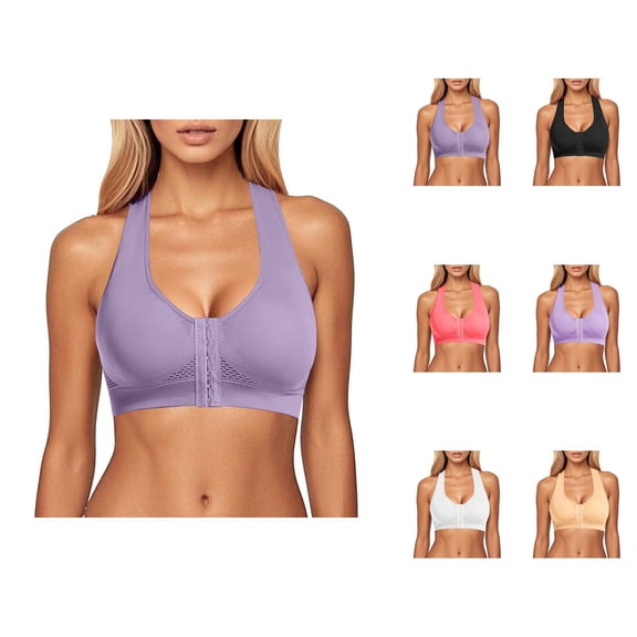 Sports Bras for Women Front Closure No Underwire Push Up Racerback Running Yoga Gym Athletic Bralettes Workout Bra