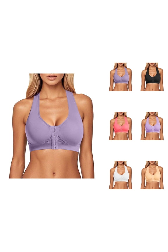 Sports Bras for Women Front Closure No Underwire Push Up Racerback Running Yoga Gym Athletic Bralettes Workout Bra