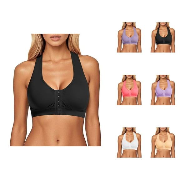 Sports Bras for Women Front Closure No Underwire Push Up Racerback Running Yoga Gym Athletic Bralettes Workout Bra
