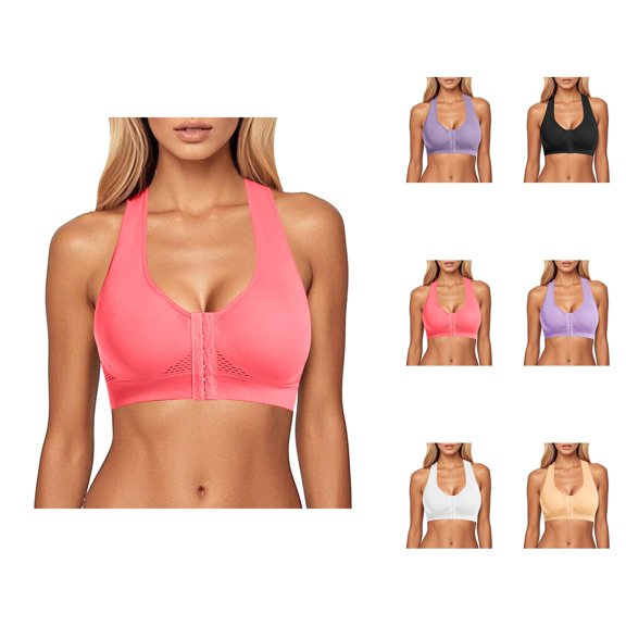 Sports Bras for Women Front Closure No Underwire Push Up Racerback Running Yoga Gym Athletic Bralettes Workout Bra