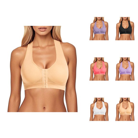 Sports Bras for Women Front Closure No Underwire Push Up Racerback Running Yoga Gym Athletic Bralettes Workout Bra