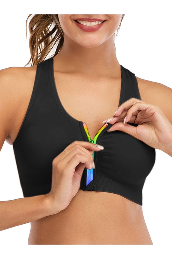 Sports Bras for Women Front Zipper Wireless Bra Active Yoga Bra