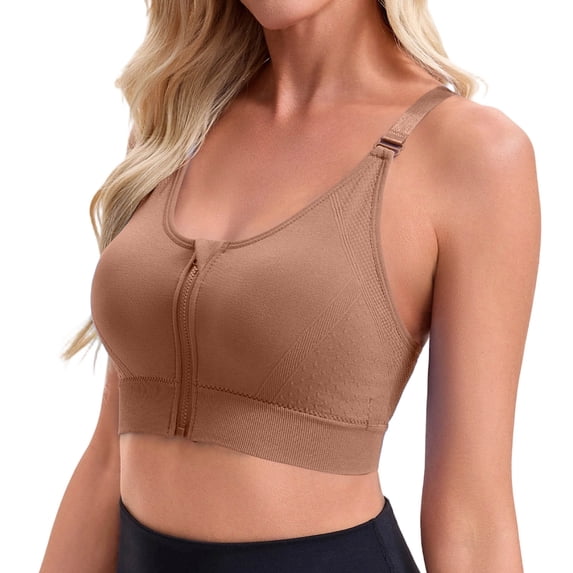 Sports Bras for Women HIigh Support, Criss-Cross Back Padded Strappy High Impact Sports Bras for Women Coffee Free Size