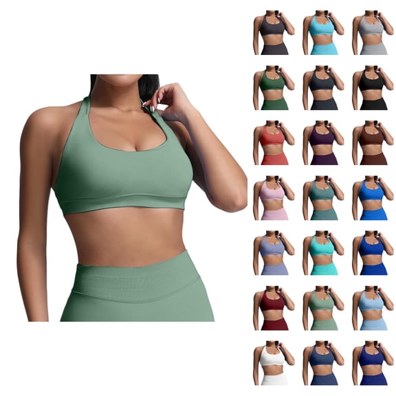 Sports Bras for Women Halter Medium Low Support Seamless Exercise Yoga Gym Athletic Bralettes Workout Bra