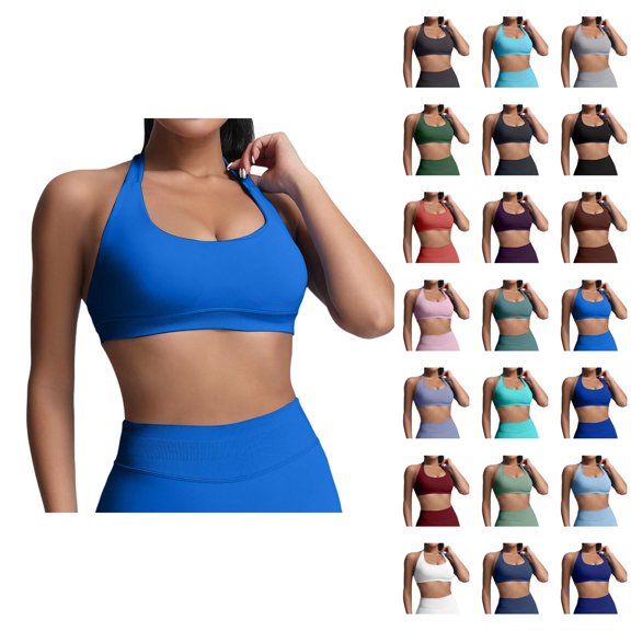 Sports Bras for Women Halter Medium Low Support Seamless Exercise Yoga Gym Athletic Bralettes Workout Bra