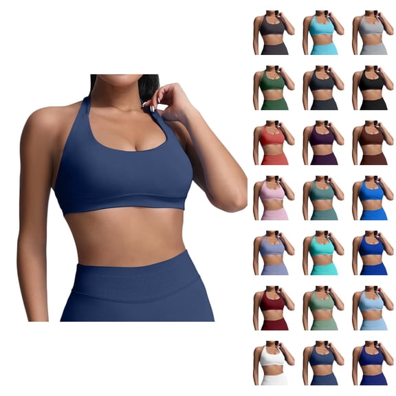 Sports Bras for Women Halter Medium Low Support Seamless Exercise Yoga Gym Athletic Bralettes Workout Bra