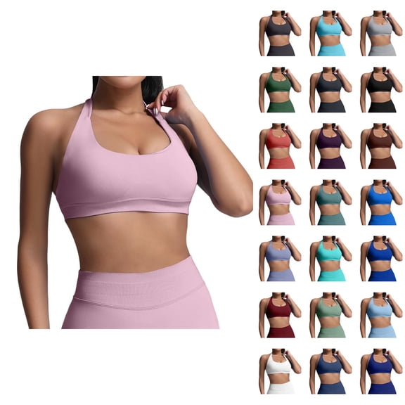 Sports Bras for Women Halter Medium Low Support Seamless Exercise Yoga Gym Athletic Bralettes Workout Bra