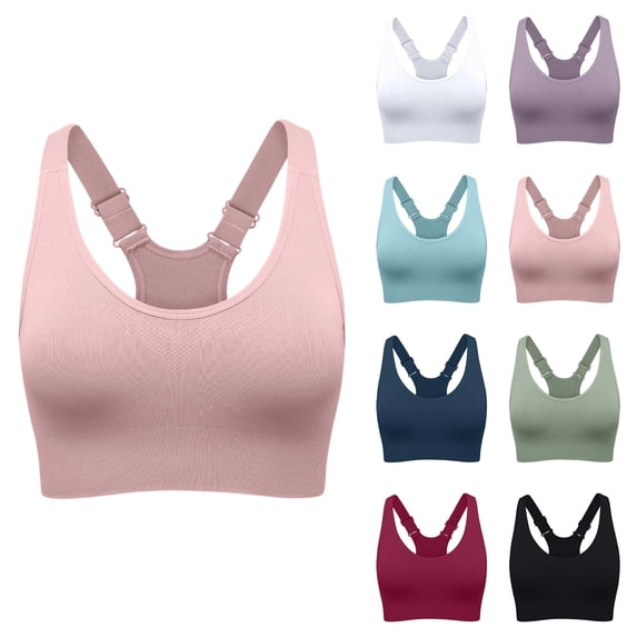 Sports Bras for Women, High Impact Workout Running Yoga Bras, Supportive & Adjustable Padded Gym Bras for Large Bust Pink 32