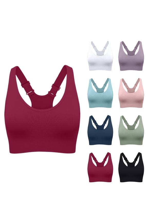 Sports Bras for Women, High Impact Workout Running Yoga Bras, Supportive & Adjustable Padded Gym Bras for Large Bust Wine 34
