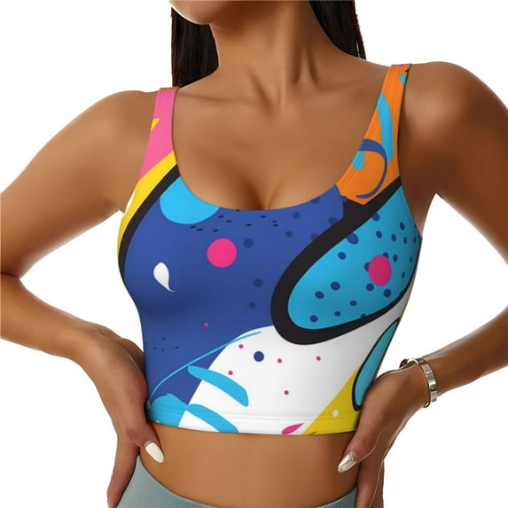 Sports Bras for Women High Support -Abstract Color Splash Soft Athletic Crop Workout Tank Top for Women