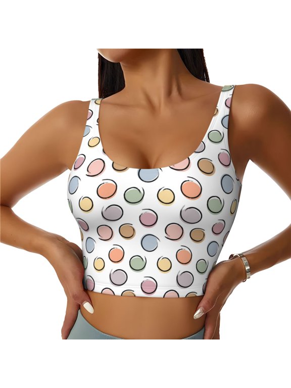 Sports Bras for Women High Support -Abstractly Circles Soft Athletic Crop Workout Tank Top for Women