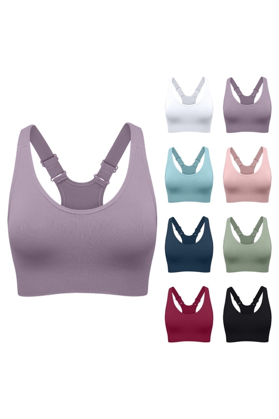 Sports Bras for Women High Support, Adjustable Straps High Impact Molded Cup Sports Bra with Sewn in Pads Purple 34