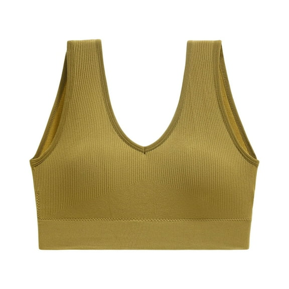 Sports Bras for Women High Support Athletic Breathable Workout Gym Yoga Activewear Seamless High Impact Push Up Bra L 05-Earthy Yellow