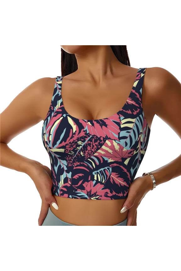Sports Bras for Women High Support -Banana Leaves_D Soft Athletic Crop Workout Tank Top for Women