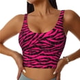 thumbnail image 1 of Sports Bras for Women High Support -Black Red Pink Bright Zebra Print Soft Athletic Crop Workout Tank Top for Women, 1 of 8