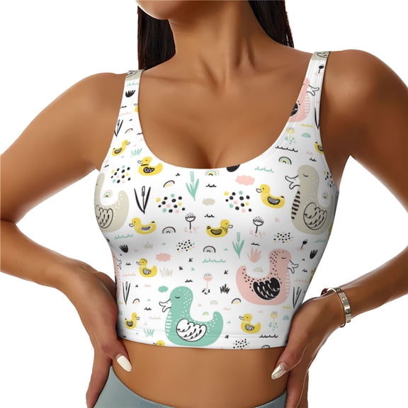 Sports Bras for Women High Support -Bohemian Cute Duck Soft Athletic Crop Workout Tank Top for Women