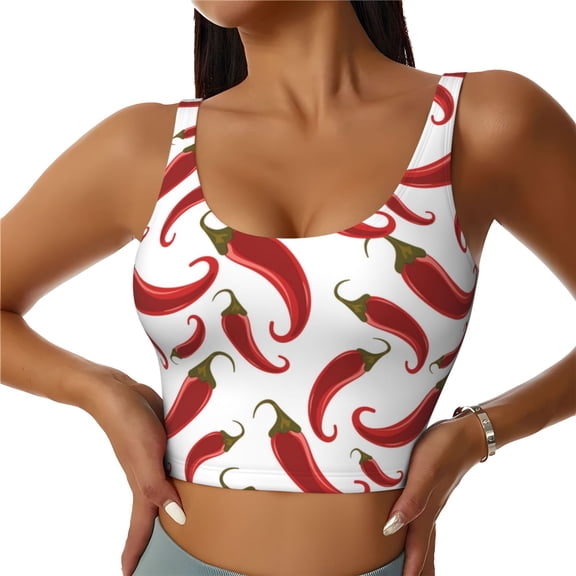 Sports Bras for Women High Support -Chili Pepper Red Soft Athletic Crop Workout Tank Top for Women