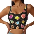 thumbnail image 1 of Sports Bras for Women High Support -Colourful Ice Cream Print Black Soft Athletic Crop Workout Tank Top for Women, 1 of 8