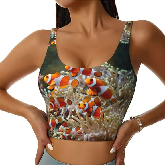 Sports Bras for Women High Support -Cute Anemone Fish Soft Athletic Crop Workout Tank Top for Women