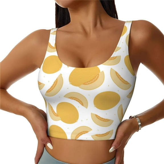 Sports Bras for Women High Support -Cute Cantaloupe Tangerine Soft Athletic Crop Workout Tank Top for Women