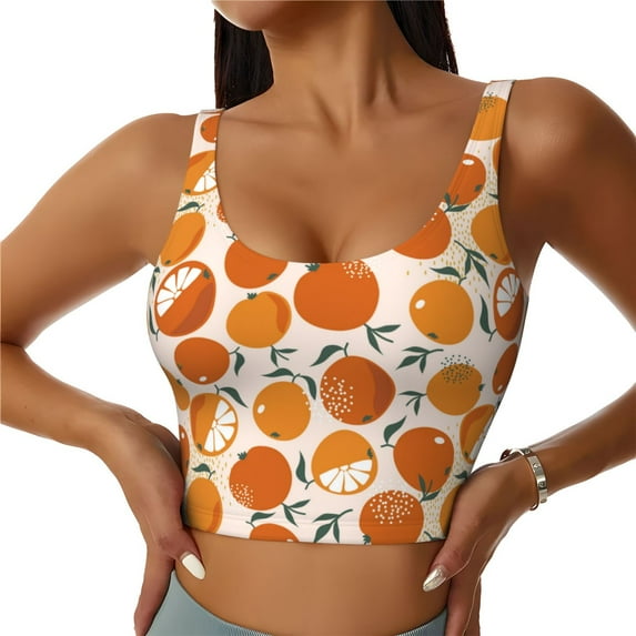 Sports Bras for Women High Support -Cute Juicy Orange Soft Athletic Crop Workout Tank Top for Women