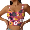 thumbnail image 1 of Sports Bras for Women High Support -Cute Pear Peach Gold Flower Soft Athletic Crop Workout Tank Top for Women, 1 of 8