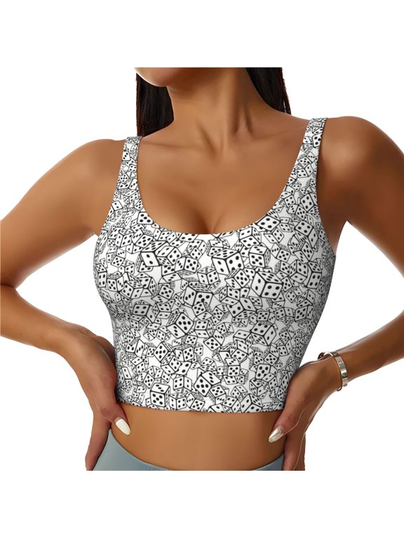 Sports Bras for Women High Support -Dice Cubes Soft Athletic Crop Workout Tank Top for Women