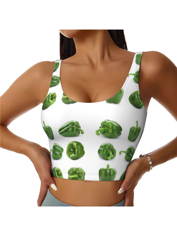 Sports Bras for Women High Support -Green Bell Peppers Soft Athletic Crop Workout Tank Top for Women