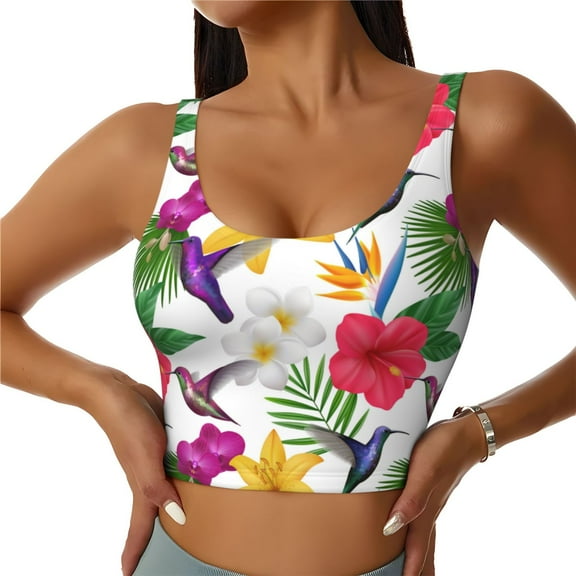 Sports Bras for Women High Support -Hummingbird No.J91 Soft Athletic Crop Workout Tank Top for Women