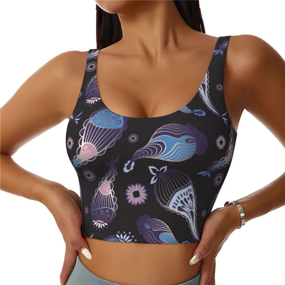 Sports Bras for Women High Support -Jellyfish Tentacle Soft Athletic Crop Workout Tank Top for Women