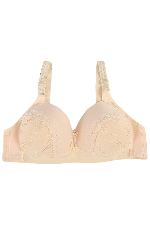 Sports Bras for Women High Support Large Bust Wireless Push-Up Yoga Bra Solid Print Beige 44
