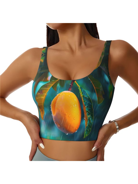 Sports Bras for Women High Support -Mango In The Rain Soft Athletic Crop Workout Tank Top for Women