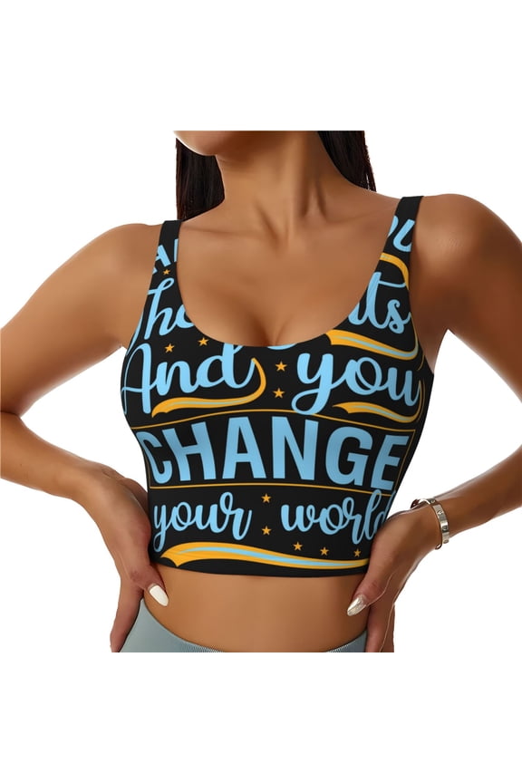 Sports Bras for Women High Support -Not All Those Who Wander Are Lost K Soft Athletic Crop Workout Tank Top for Women