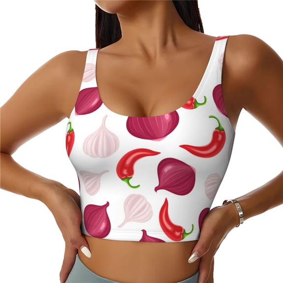 Sports Bras for Women High Support -Onion Red Chili Soft Athletic Crop Workout Tank Top for Women
