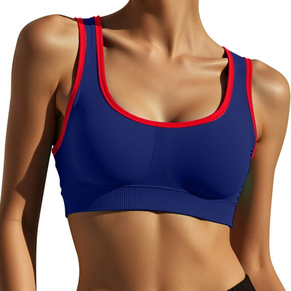 Sports Bras for Women High Support Plus Size Yoga Bra Seamless Workout Top Comfortable Sports Bra for Gym Running Fitness Sport Bra Blue M