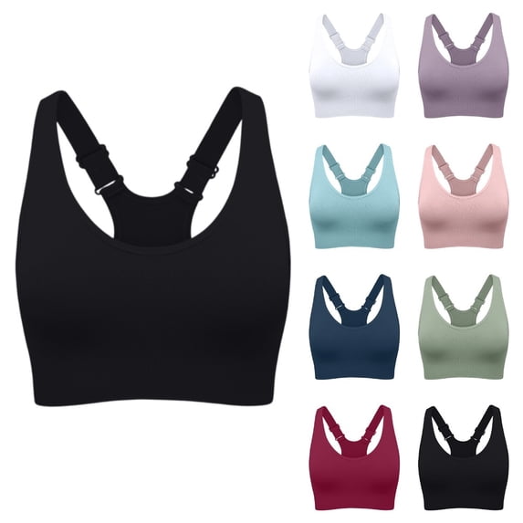 Sports Bras for Women High Support Racerback Seamless Sports Bra Adjustable Straps Yoga Bra Padded Workout Bra 06# Black 38