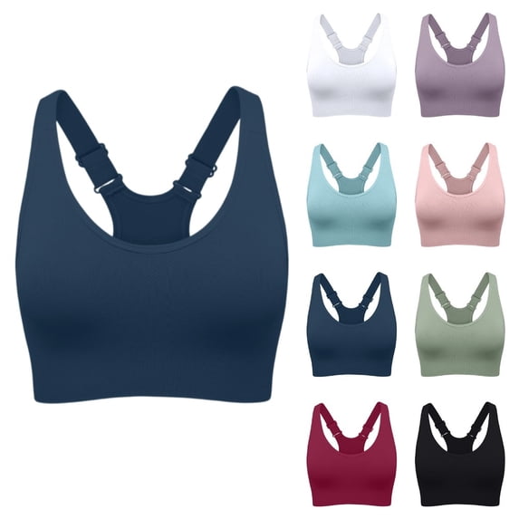 Sports Bras for Women High Support Racerback Seamless Sports Bra Adjustable Straps Yoga Bra Padded Workout Bra 06# Blue 38