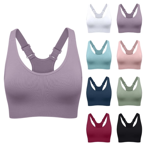 Sports Bras for Women High Support Racerback Seamless Sports Bra Adjustable Straps Yoga Bra Padded Workout Bra 06# Purple 38