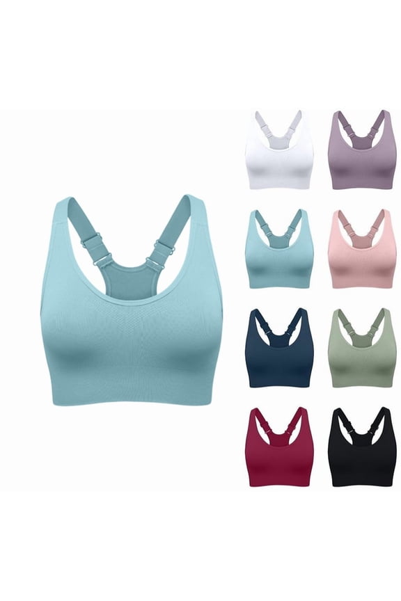 Sports Bras for Women,High Support Racerback Sports Bra Adjustable Straps,High Impact Padded Workout Bras Light Blue 40