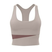 Sports Bras for Women High Support Racreback Yoga Shaping Padded Bralettes Pushup Quick Dry Wireless Longline Bra, Gray, S