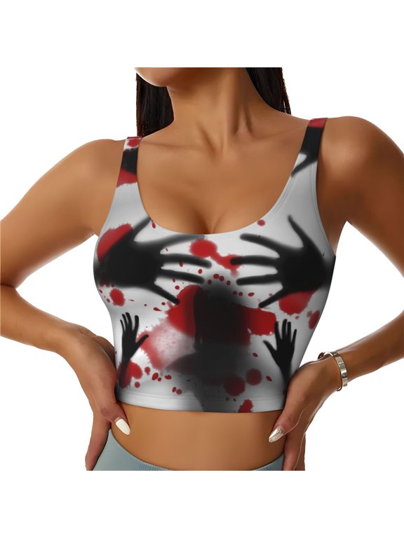 Sports Bras for Women High Support -Shadows Behind Soft Athletic Crop Workout Tank Top for Women