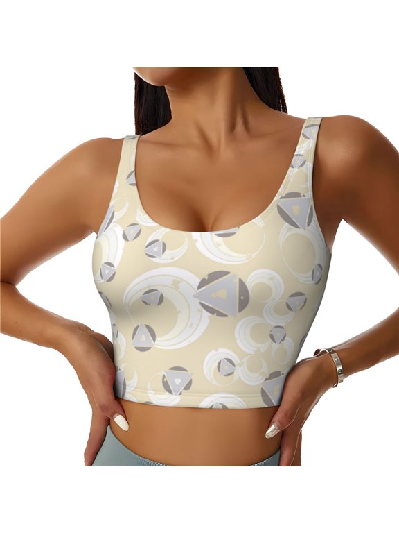 Sports Bras for Women High Support -Triangles Circles Pattern Soft Athletic Crop Workout Tank Top for Women