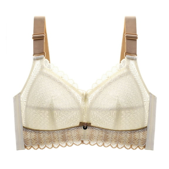 Sports Bras for Women High Support Wirefree Push-Up Yoga Bra Solid Beige 34B