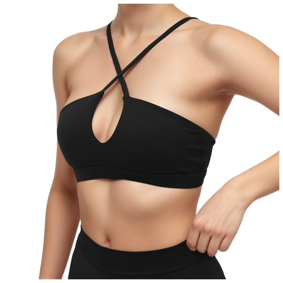 Sports Bras for Women High Support Women's Workout Sports Bras, Deep V Fitness Backless Training Yoga Bra with Padded Push Up Bras for Women Black L