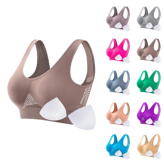 Sports Bras for Women Hollow out Breathable Lightweight Plus Size Wireless Padded Bralettes Workout Running Yoga Bra