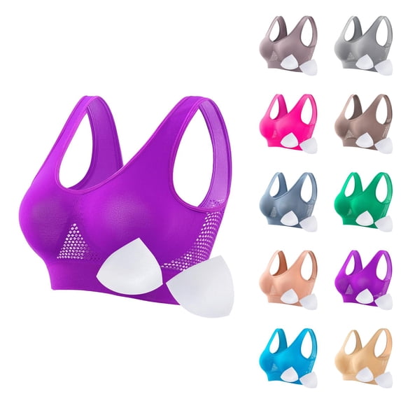 Sports Bras for Women Hollow out Breathable Lightweight Plus Size Wireless Padded Bralettes Workout Running Yoga Bra